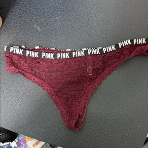 PINK Victoria's Secret Burgundy Lace Thong pre loved